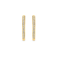 Ti Sento Yellow Gold Plated Cubic Zirconia Medium 18mm Huggy Hoop Earrings - Michael Jones Jeweller