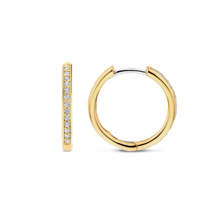 Ti Sento Yellow Gold Plated Cubic Zirconia Medium 18mm Huggy Hoop Earrings - Michael Jones Jeweller