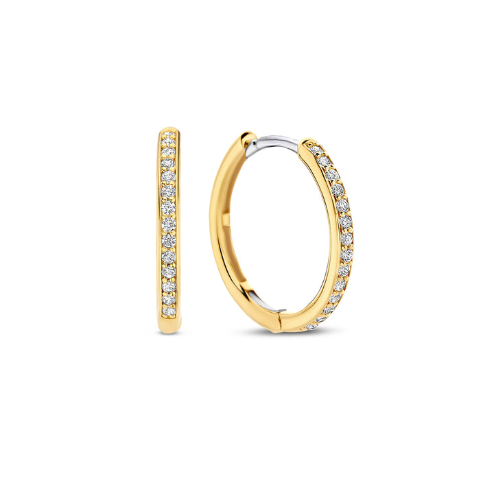 Ti Sento Yellow Gold Plated Cubic Zirconia Medium 18mm Huggy Hoop Earrings - Michael Jones Jeweller