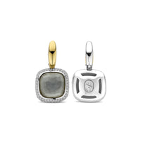 Ti Sento Yellow Gold Plated Grey Crystal and Cubic Zirconia Drop Hoop Earrings