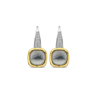 Ti Sento Yellow Gold Plated Grey Crystal and Cubic Zirconia Drop Earrings