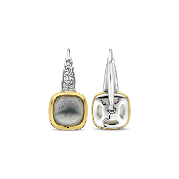 Ti Sento Yellow Gold Plated Grey Crystal and Cubic Zirconia Drop Earrings - Michael Jones Jeweller