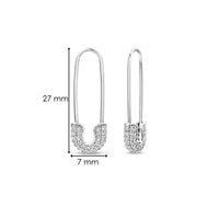 Ti Sento Cubic Zirconia Safety Pin Drop Earrings