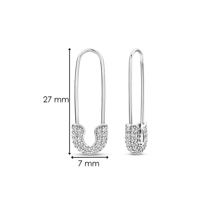 Ti Sento Cubic Zirconia Safety Pin Drop Earrings