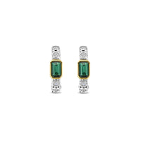 Ti Sento Yellow Gold Plated Green Cubic Zirconia Hoop Earrings