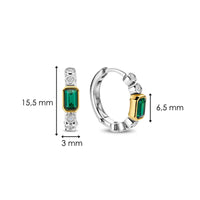 Ti Sento Yellow Gold Plated Green Cubic Zirconia Hoop Earrings