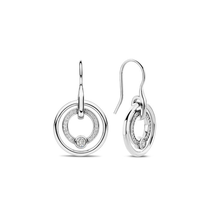 Ti Sento Cubic Zirconia Double Circle Drop Earrings