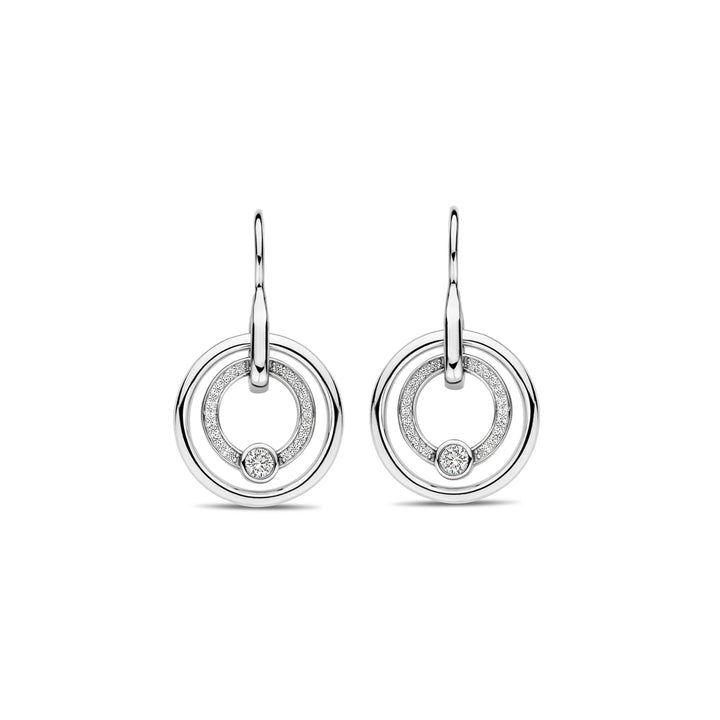 Ti Sento Cubic Zirconia Double Circle Drop Earrings