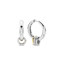 Ti Sento Yellow Gold Plated Cubic Zirconia Triple Ring Hoop Earrings - Michael Jones Jeweller