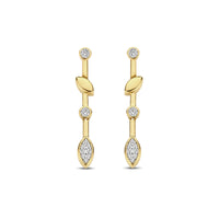 Ti Sento Yellow Gold Plated Cubic Zirconia Leaf Drop Earrings