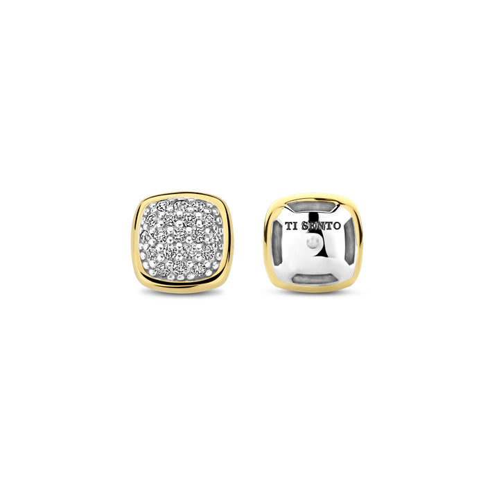 Ti Sento Yellow Gold Plated Pavé Cubic Zirconia Stud Earrings - Michael Jones Jeweller