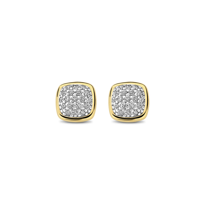 Ti Sento Yellow Gold Plated Pavé Cubic Zirconia Stud Earrings - Michael Jones Jeweller