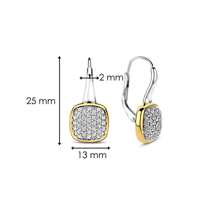 Ti Sento Yellow Gold Plated Pavé Cubic Zirconia Drop Earrings - Michael Jones Jeweller