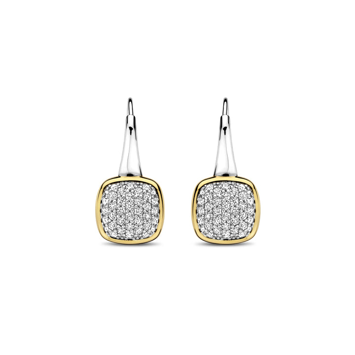 Ti Sento Yellow Gold Plated Pavé Cubic Zirconia Drop Earrings - Michael Jones Jeweller