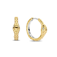 Ti Sento Yellow Gold Plated Cubic Zirconia Serpent Hoop Earrings