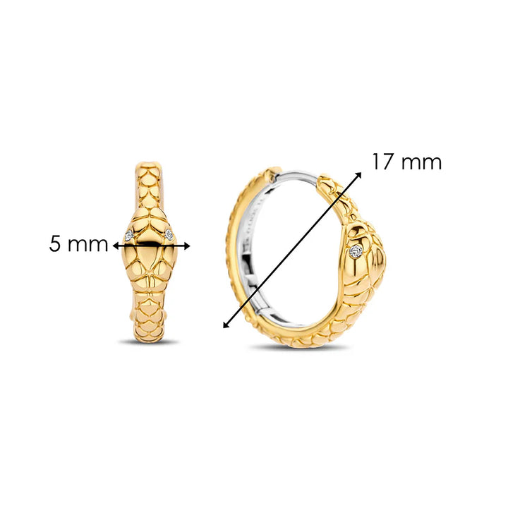 Ti Sento Yellow Gold Plated Cubic Zirconia Serpent Hoop Earrings