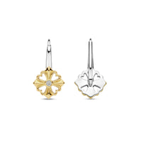 Ti Sento Yellow Gold Plated Cubic Zirconia Clover Drop Earrings