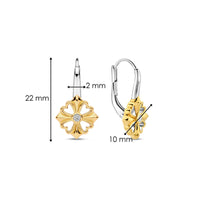 Ti Sento Yellow Gold Plated Cubic Zirconia Clover Drop Earrings