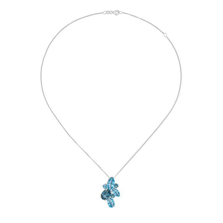 Amore Blue Topaz Multistone Silver Cocktail Necklace