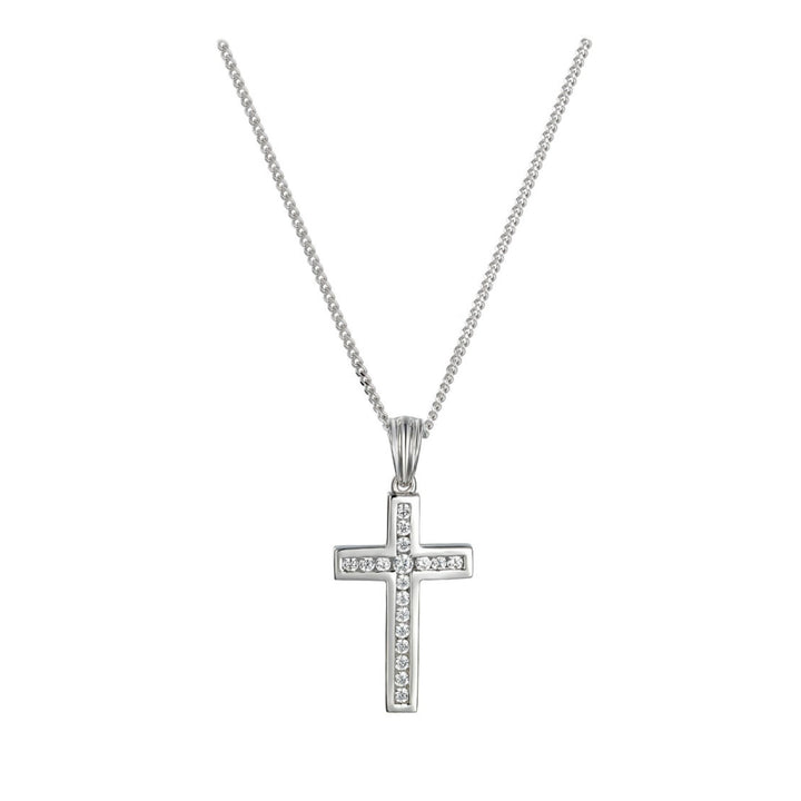 Amore Blessed Cross Cubic Zirconia Silver Necklace - Michael Jones Jeweller