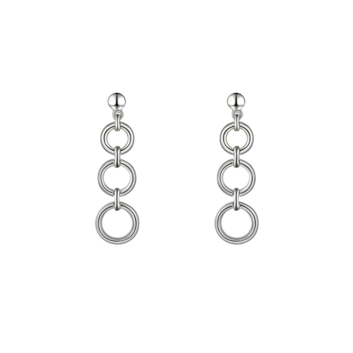 Amore Circque Open Circle Silver Drop Earrings