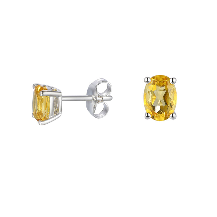 Amore Citrine Content Silver Stud Earrings