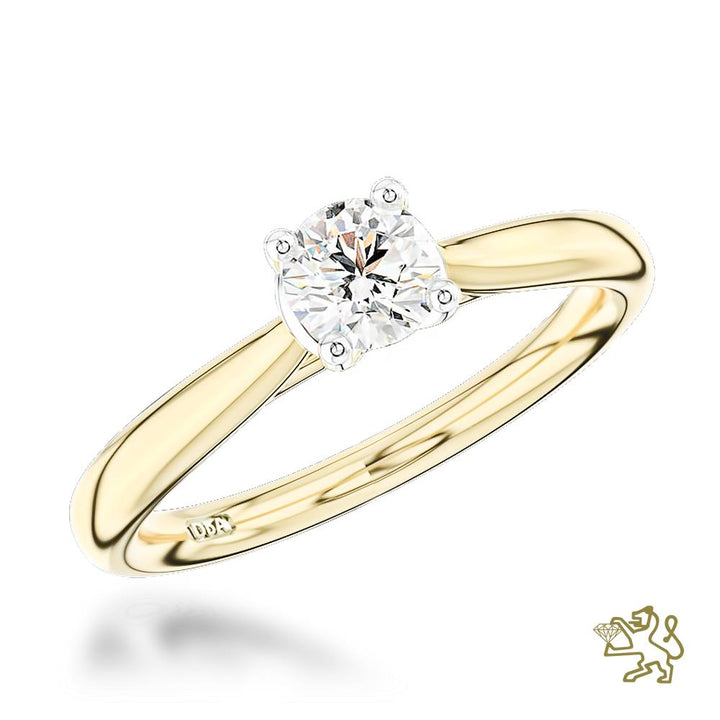 Open Tulip Solitaire 0.43ct D IF Diamond Yellow Gold/Platinum Ring - Michael Jones Jeweller