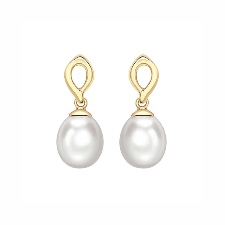 Freshwater Pearl Drop Earrings 9ct Yellow Gold