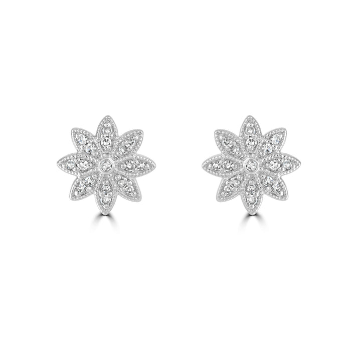 Diamond 0.13ct Flower 9ct White Gold Stud Earrings