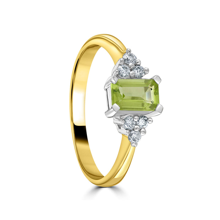 Peridot and Diamond 9ct Yellow Gold Ring