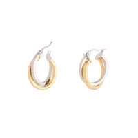 Intertwined 18ct Yellow and White Gold Hoop Earrings - Michael Jones Jeweller