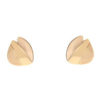 Satin and Polished 18ct Yellow Gold Folded Triangular Stud Earrings