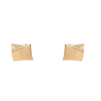 Square Satin and Polished 18ct Yellow Gold Stud Earrings - Michael Jones Jeweller