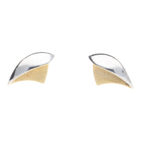 Polished and Brushed 9ct Yellow and White Gold Shark Fin Earrings