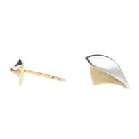 Polished and Brushed 9ct Yellow and White Gold Shark Fin Earrings