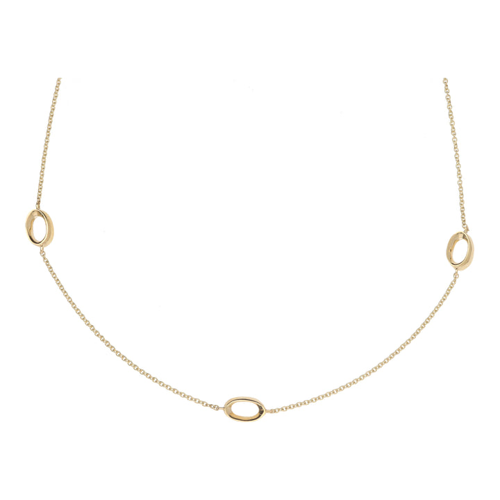 Open Oval Ring 9ct Yellow Gold Station Necklace