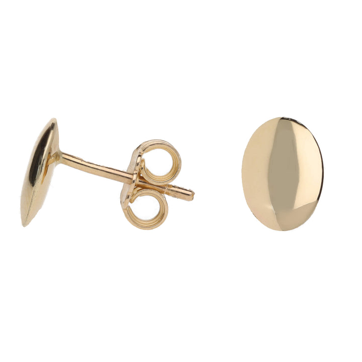 Domed Oval 9ct Yellow Gold Stud Earrings