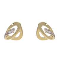 Double Open Oval Diamond 9ct Yellow Gold Stud Earrings