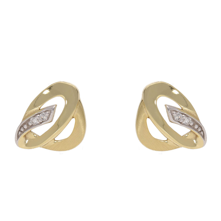 Double Open Oval Diamond 9ct Yellow Gold Stud Earrings - Michael Jones Jeweller