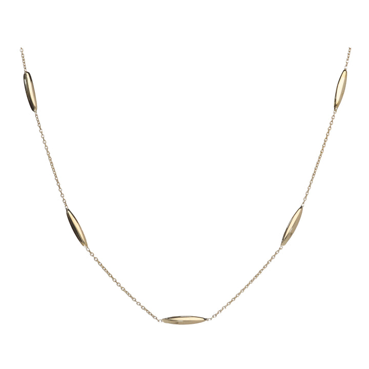 Long Oval Station Link 9ct Yellow Gold Necklace