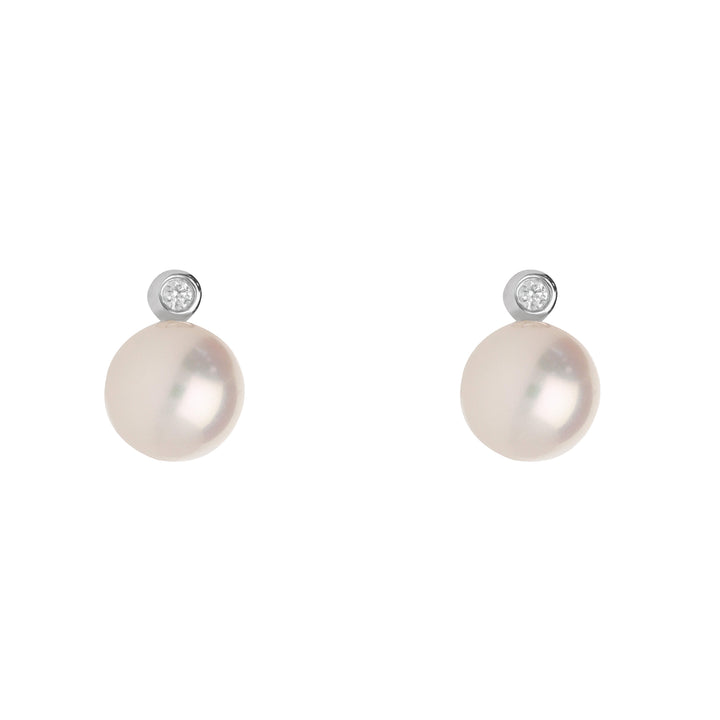 Cultured Pearl and Diamond 7mm 18ct White Gold Earrings