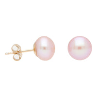 Pink Freshwater 8mm Pearl 9ct Yellow Gold Earrings - Michael Jones Jeweller