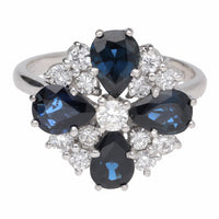 Pre-Owned Sapphire and Diamond 18ct White Gold Petal Cluster Ring