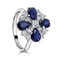 Pre-Owned Sapphire and Diamond 18ct White Gold Petal Cluster Ring