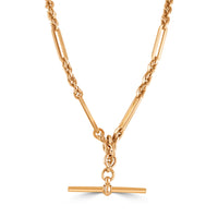 Pre-Owned 9ct Rose Gold Twisted Bar Link Albert Chain