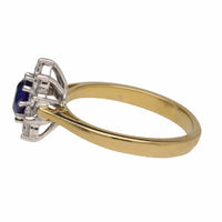 Pre-Owned Sapphire and Diamond Oval 18ct Yellow Gold Cluster Ring