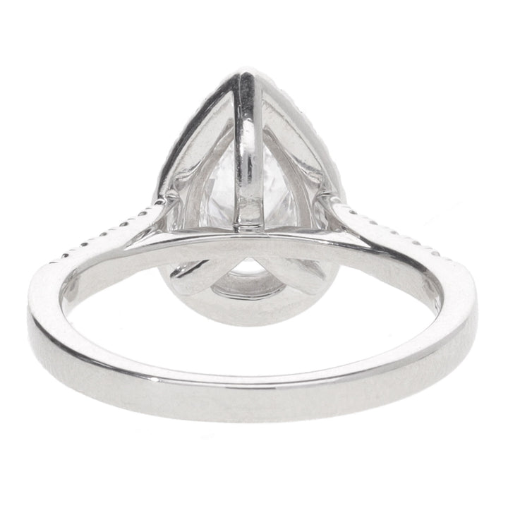 Pre-Owned Skye Pear Halo 0.60ct D SI1 Diamond Platinum Ring