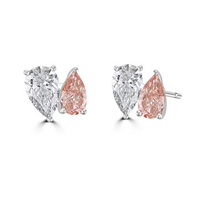 Brown & Newirth Created 2.34ct Pink And White Laboratory Grown Diamond Toi Et Moi Platinum Stud Earrings - Michael Jones Jeweller