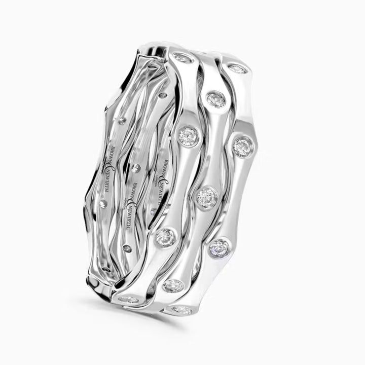 Agnes 9ct White Gold Diamond Wedding Ring Trio by Brown & Newirth