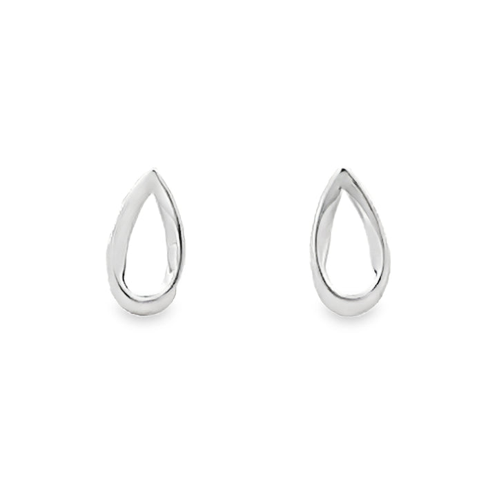 Silver Open Teardrop Stud Earrings - Michael Jones Jeweller